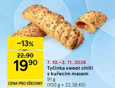 Tyčinka sweet chilli s kuřecím masem, 91 g  
