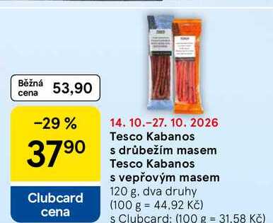 Tesco Kabanos s drůbežím masem, 120 g