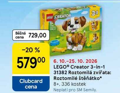 LEGO® Creator 3-in-1 31382 Roztomilá zvířata: Roztomilé štěňátko 8+, 336 kostek  