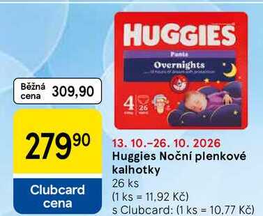 Huggies Noční plenkové kalhotky, 26 ks
