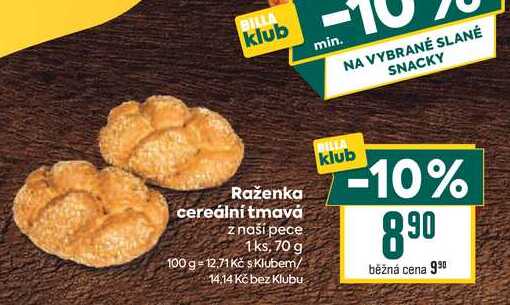 Raženka cereální tmavá z naší pece 1ks, 70 g 