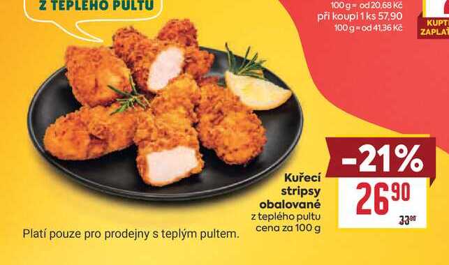 Kuřecí stripsy obalované z teplého pultu 100g