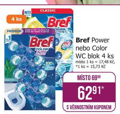 Bref Power Aktiv WC blok 4x50ml, vybrané druhy 200g