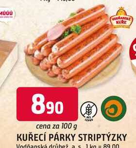 KUŘECÍ PÁRKY STRIPTÝZKY 100g