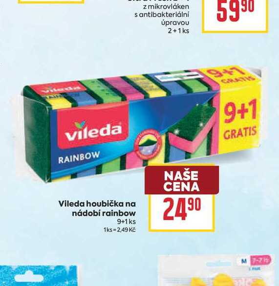 Vileda houbička na nádobí rainbow 9+1 ks 