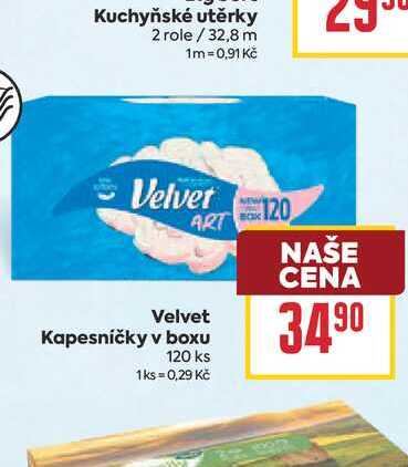 Velvet Kapesníčky v boxu 120 ks