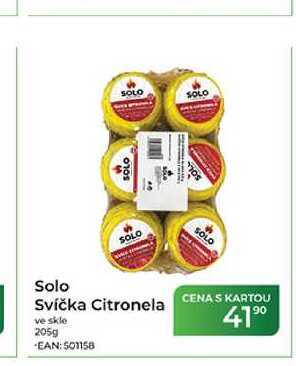 SOLO Svíčka Citronela ve skle 205g