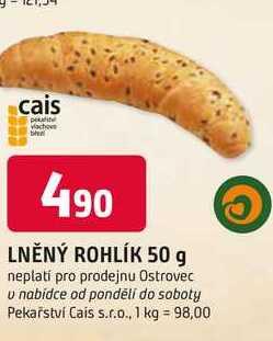 LNĚNÝ ROHLÍK 50 g
