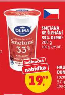 SMETANA KE ŠLEHÁNÍ 33% OLMA, 200 g