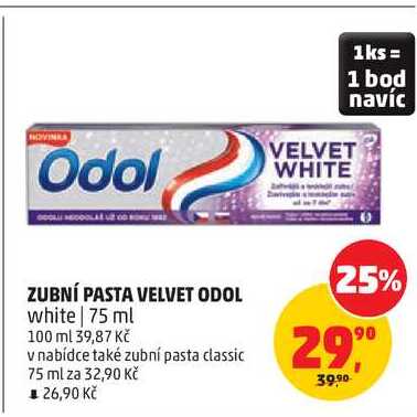 ZUBNÍ PASTA VELVET ODOL white, 75 ml