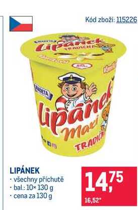LIPÁNEK všechny příchutě bal 10× 130 g cena za 130 g