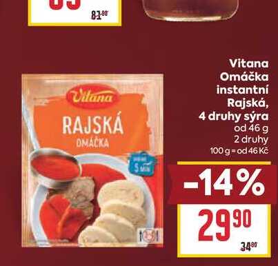Vitana Omáčka instantní Rajská, 4 druhy sýra od 46 g 