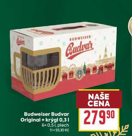 Budweiser Budvar Original + krýgl 0,31 6x 0,51, plech  