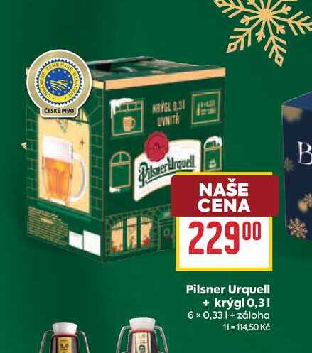 Pilsner Urquell + krygl 0,31 6 × 0,33l