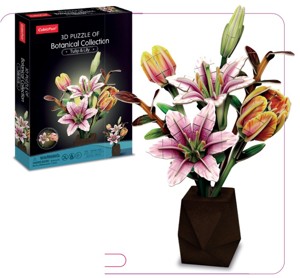 Puzzle 3D - Lilie a tulipány s vázou