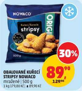 OBALOVANÉ KUŘECÍ STRIPSY NOWACO mražené, 500 g 