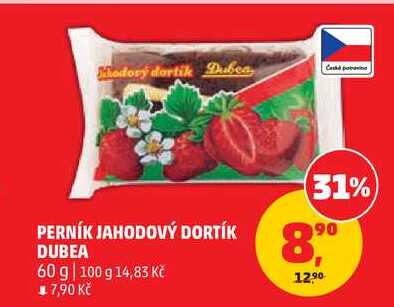 PERNÍK JAHODOVÝ DORTÍK DUBEA, 60 g 