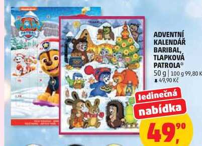ADVENTNÍ KALENDÁŘ BARIBAL, TLAPKOVÁ PATROLA, 50 g 