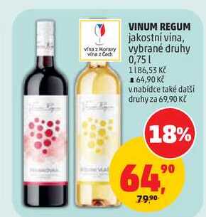 VINUM REGUM jakostní vína, 0,75 l