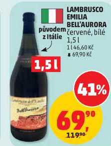 LAMBRUSCO EMILIA BELL'AURORA původem červené, 1,5 l 