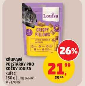 KŘUPAVÉ POLŠTÁŘKY PRO KOČKY LOUISA kuřecí, 150 g 