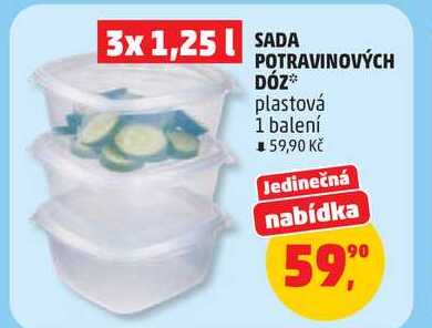 SADA POTRAVINOVÝCH DÓZ plastová, 1 balení  
