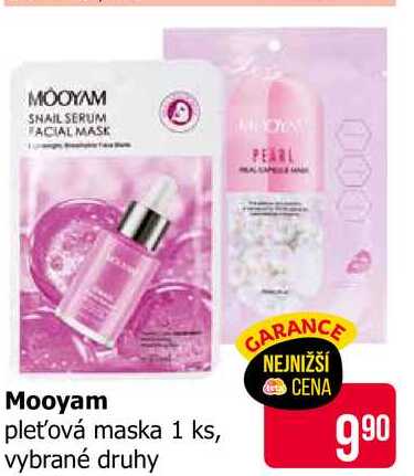 Mooyam pleťová maska 1 ks, vybrané druhy