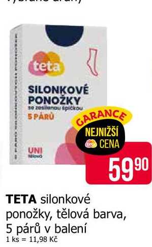 TETA silonkové ponožky, tělová barva, 5 párů 