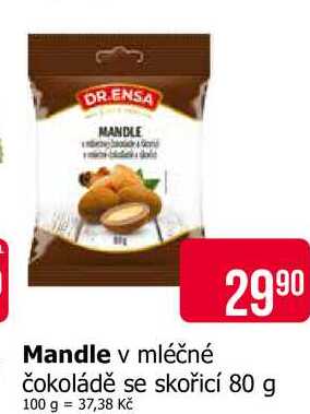 DR.ENSA Mandle v mléčné čokoládě se skořicí 80 g