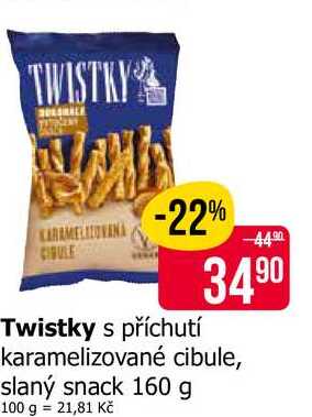 Twistky s příchutí karamelizované cibule, slaný snack 160 g 