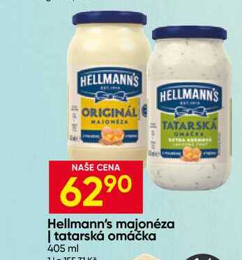 Hellmann's majonéza, tatarská omáčka 405ml, vybrané druhy