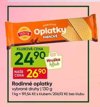 Rodinné oplatky vybrané druhy 130 g
