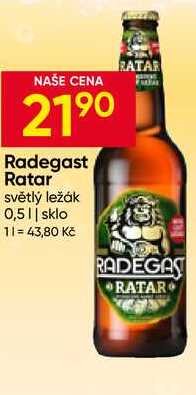 Radegast Ratar světlý ležák 0,5L sklo