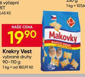 Krekry Vest vybrané druhy 90-110 g