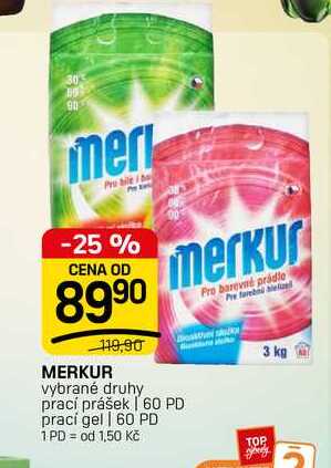 MERKUR vybrané druhy prací prášek 60 PD prací gel | 60 PD