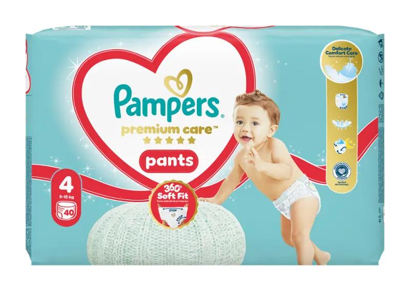 Pampers Plenkové kalhotky Premium Care, 9–15 kg, vel. 4, 40 ks