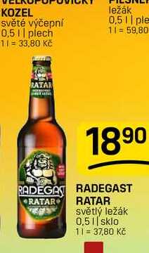 RADEGAST RATAR RATAR světlý ležák 0,5l