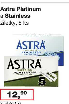 Astra Platinum a Stainless žiletky, 5 ks