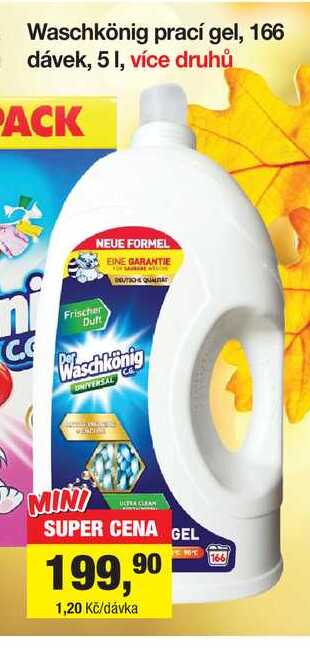 Waschkönig prací gel, 166 dávek, 5 l