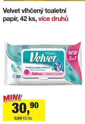 Velvet vlhčený toaletní papír, 42 ks