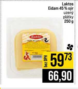 Laktos Eidam 45% sýr uzený plátky 250 g 