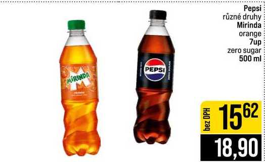 Pepsi různé druhy Mirinda orange 7up zero sugar 500 ml