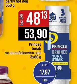Princes tuňák ve slunečnicovém oleji 3x60 g