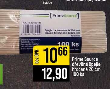 Prime Source dřevěné špejle hrocené 20 cm 100 ks 