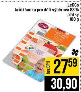 Le&Co krůtí šunka pro děti výběrová 83% plátky 100 g