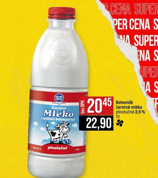 Bohemilk čerstvé mléko plnotučné 3,5% 1l