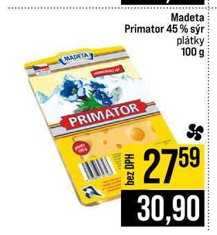 Madeta Primator 45 % sýr plátky 100 g