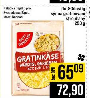 Gut&Günstig sýr na gratinování S strouhaný 250 g