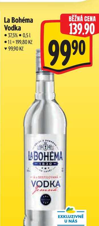 La Bohéma Vodka 37,5% 0,51   v akci