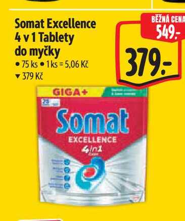 Somat Excellence 4 v 1 Tablety do myčky 75 ks 1 